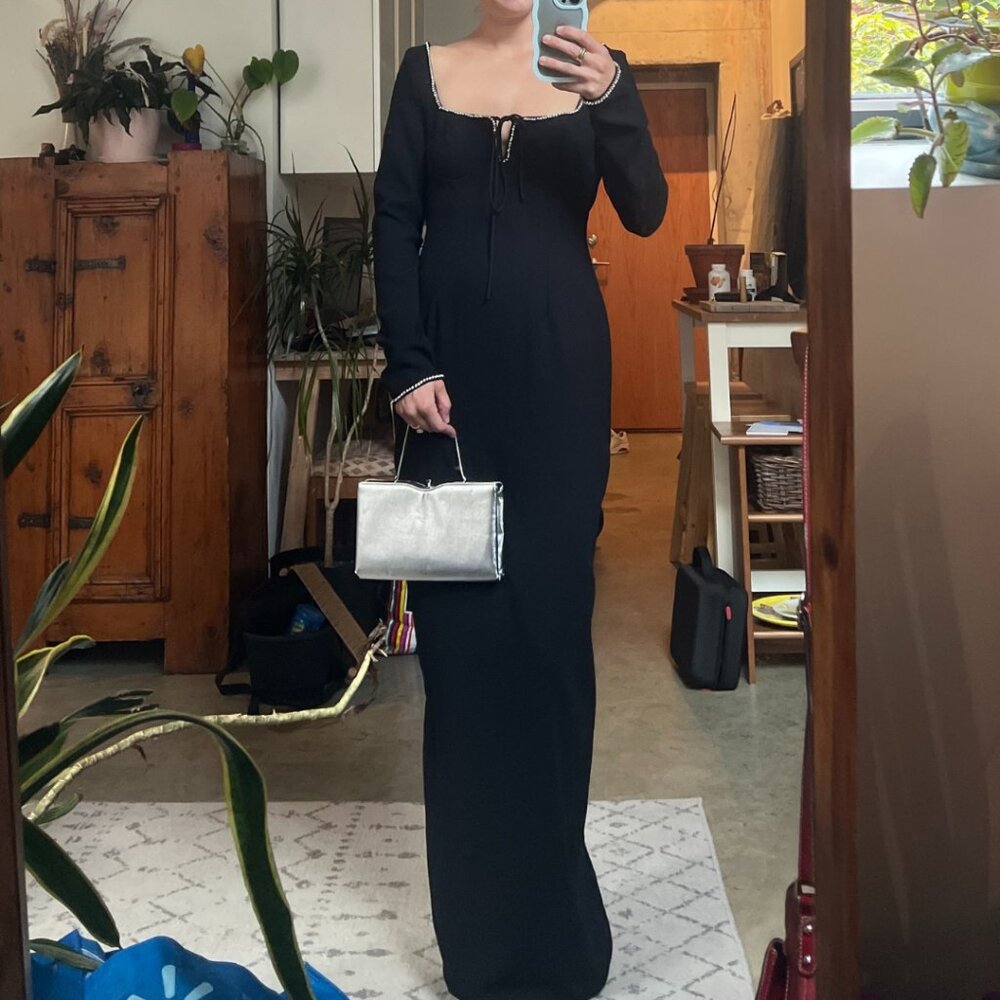 House of CB | ROSA | Black Crystal Embellished Maxi Dress | SMALL